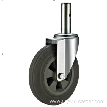 100mm threaded stem European industrial rubber swivel caster without brake